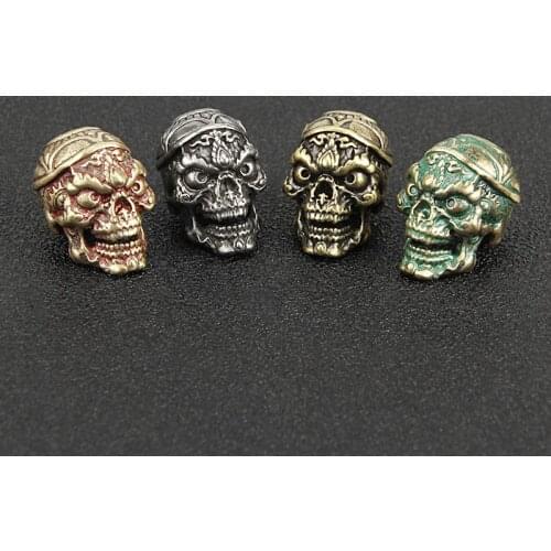 Punk Brass Beads Vintage Skull Knife Beads EDC DIY Paracord Bead