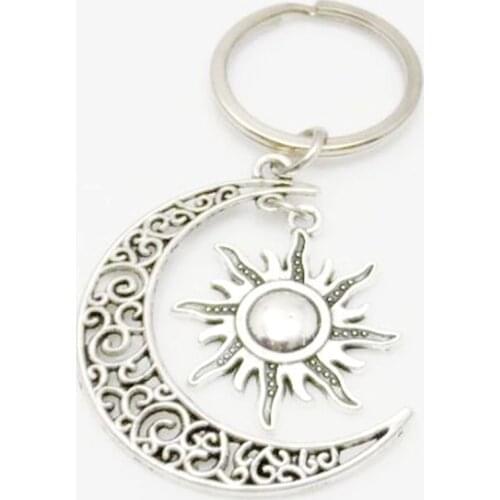Hollow Crescent Key Chains Moon Sun Pattern Charm Keyrings For Women Men Decorations Keychain Jewelry For Keys Car Bag Key Ring