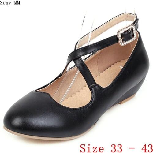 Casual Pumps Woman Wedges Shoes Low High Heels Women Wedge Low High Heel Shoes Small Plus Size 33 - 40 41 42 43