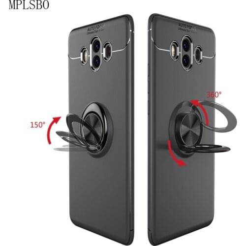 MPLSBO Luxury Shockproof Finger Ring Phone Case For Huawei Mate 10 Lite Back Cover For Huawei Mate 10 Pro Soft TPU Coque Case