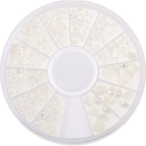 Nail Art Rhinestone Diamond Glitter Stickers Pearl Shaped Beige