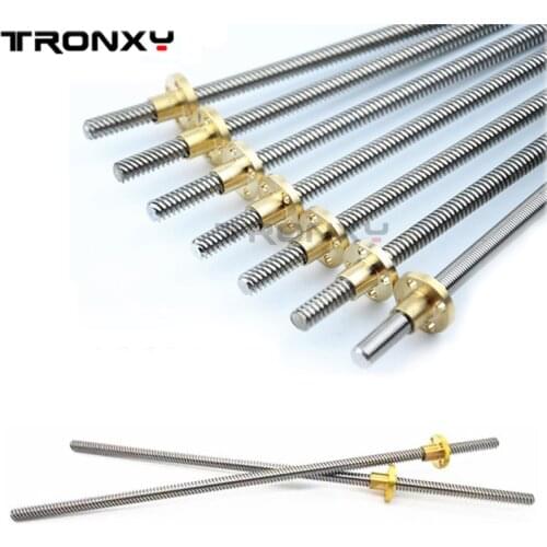 TRONXY T8 Lead Screw 8mm Thread Lead Screw 2mm Pitch Copper Nuts 500MM 3D Printer Parts Accessories Z Axis For Stepper Motor