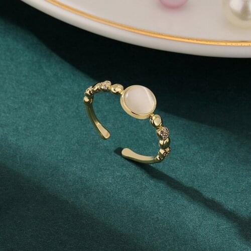 TIMEONLY Delicate Shinning Crystal Charms Ring Simple Forefinger Open Rings for Women Girls Party Gifts Jewellery Golden Metal