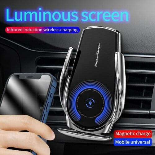 Infrared induction auto clamping 15W fast Qi wireless charger car holder for Huawei P30/40 Samsung S8 9 iphone 8Plus 11 12 X XR