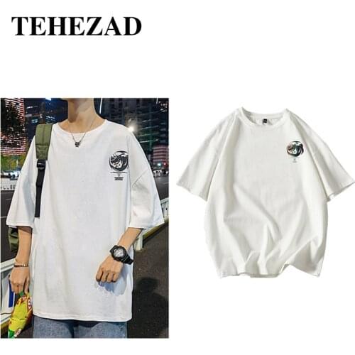 Unisex Top 2021 Summer Mens Short-Sleeved T-Shirt Hong Kong Style Casual Womens Short-Sleeved T-Shirt Loose Plus Size Couples