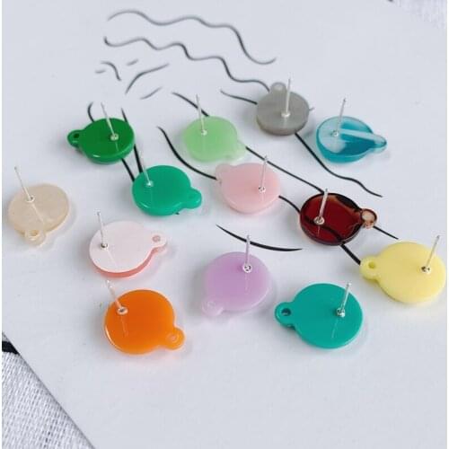 DIY jewelry accessories wholesale resin acrylic simple fresh color Round Earrings 952 silver needle