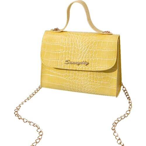 Women Solid Color Crocodile Printed Shoulder Bag Detachable Chain Strap Handbag PU Leather Fashionable Crossbody Bag with Handle