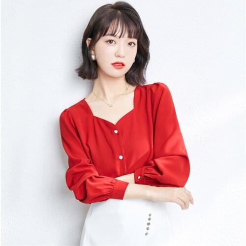 Women OL Bloues 2021 Plus Size Solid Shirts Spring Long Sleeve Blouses Ropa Mujer Blusas Fashion Harajuku Sexy Top Tees 1141