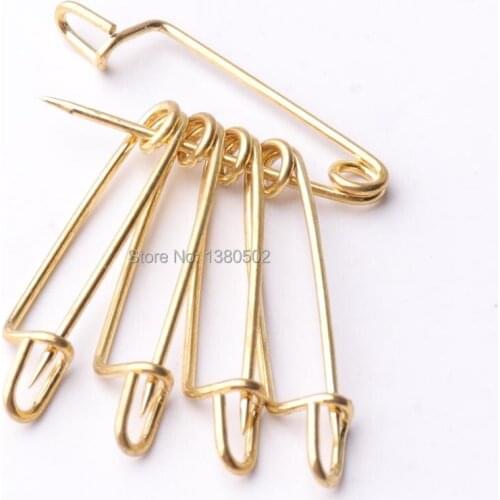 100pcs/lot 35mm gold color copper material Safety Pins Brooch Pins DIY handmade Accessories