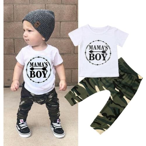 Pudcoco Summer Newest Fashion Newborn Baby Boy Clothes Cotton Letters Tops T-shirt Camouflage Pants 2pcs Outfits 0-24 Months