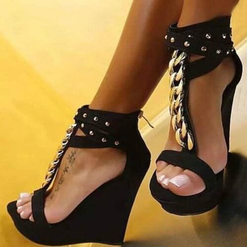 2020 New Gladiator Women Sandals High Heels Fashion Sandals Chain Platform Wedges shoes For Women