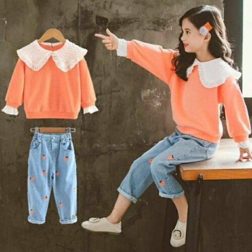 2021 Spring Autumn Full Sleeve Sweatshirt+Pants Two Pieces Sets Casual Cute Girls Outfits Age For 3-12Yrs Kids Clothing Suits