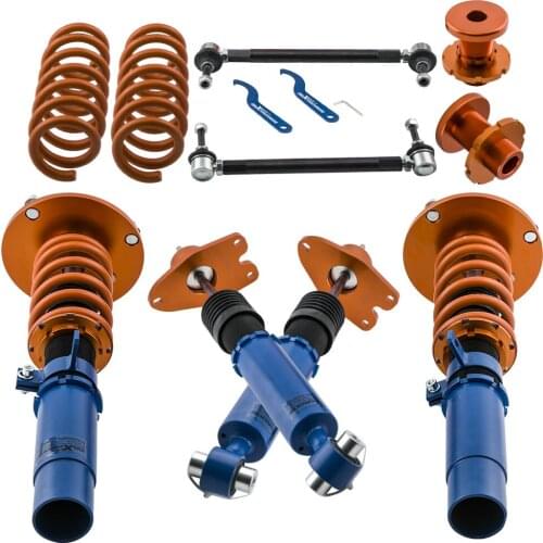 2x Front+2x Rear Coilover Suspension For Solo Werks for BMW '12-'17 F-series F20/F21/F22/F30/F32 Heavy Gold Zinc Plated Housings