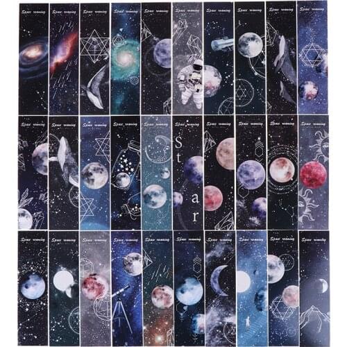 30pcs/lot Roaming space Paper bookmarks stationery book holder message card portablesmall-bookmarks