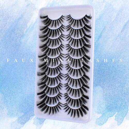 5/10 Pairs 3D Mink Lahses Natural False Eyelashes Wispy Faux Mink Eyelashes Handmade Fake Eyelash Extension Reusable MakeupTool