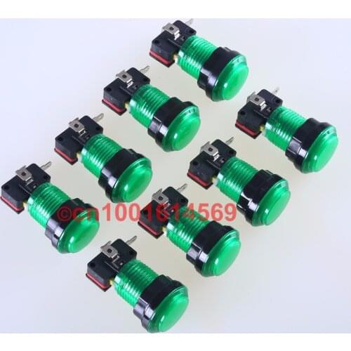 8pcs 30mm LED illuminate Lamp Round Arcade Game Button Mame Cabinet Projects & Jamma Game & Arcade 8-Liner Cherry Master - Green