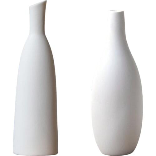 Minimalism White Ceramic Flower Vase Decorative Photo Props Office Desktop