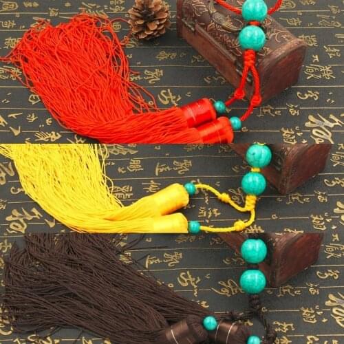 Kun Master Turquoise Beads Tai Chi Or Kung Fu Sword Tassel Martial Arts Sword Tassel Red Brown Yellow