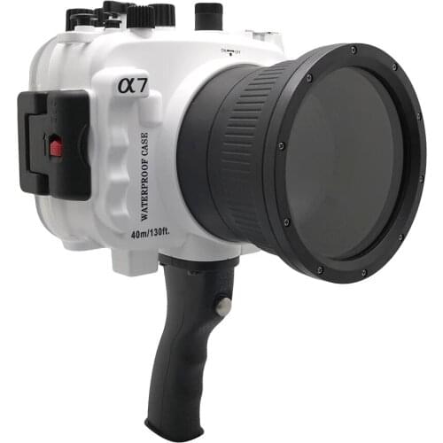 40m/130ft For Sony A7 NG Series A7R A7S underwater camera housing diving box case cover 28-70mm lens with pistol grip White