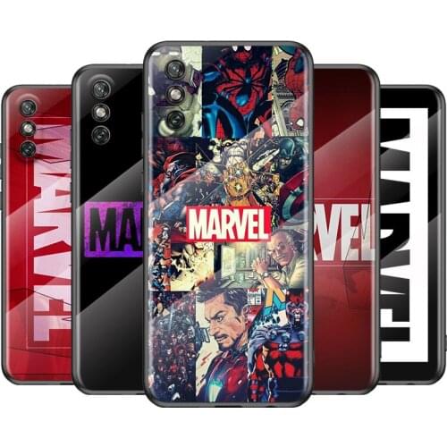 Tempered Glass Cover Marvel Avengers Logo For Huawei Y6 Y7 Y9 Y5P Y6P Y8S Y8P Y9A P Smart Z 2019 2020 2021 Phone Case