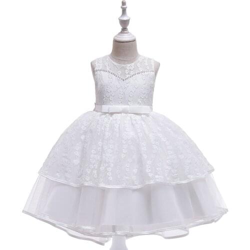 Flower Kids Dresses Wedding Party Dress Lace Mesh Girl Dress First Feast Elegant Prom Dress 4-11 Years Children Clothing
