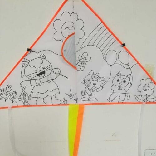HUYU New DIY Painting Kite With Pigment Kite For Kids Children Flying Outdoor Toy