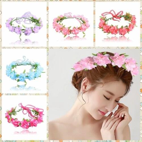 Simulation Flower Crown Bridal Wedding Headband Head Wreath Hairbands Adult Children Girl Headwear Hair Accessories Beach Party