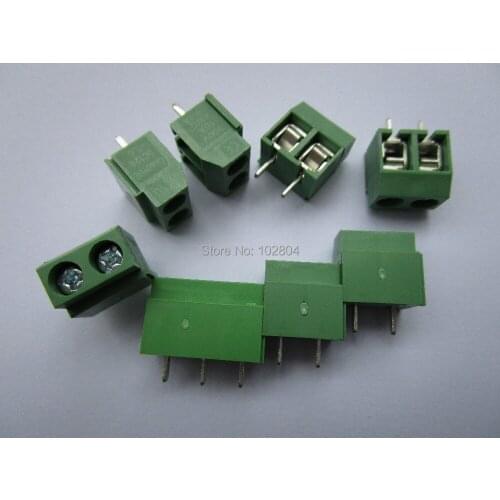 40 Pcs Green 2way/pin Pitch 5.0mm Screw Terminal Block Connector Wire Protector Type DC126V