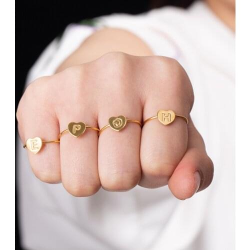 Anillos Rings Fashion Female A-Z Alphabet Open Adjustable Rings for Women Party Jewelry Accessories bague femme