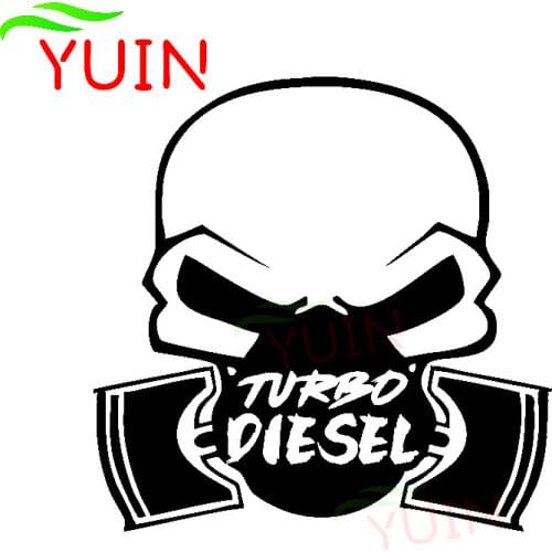 Cool TURBO DIESEL Skull Car Decals Fashion Car Body Decoration PVC Waterproof Sunscreen Stickers Can Be Customized Color
