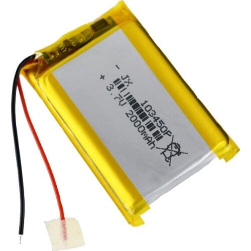 3.7V 2000mAh 103450 Lipo Polymer Lithium Rechargeable Battery For GPS navigator MP5 GPS Bluetooth Speaker headset e-book camera