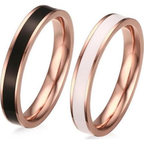 MOREDEAR 4mm Rose Gold Ring Fashion Man Women Stainless Titanium Steel Rose 14KGP Brand Design Couples Tail Ring