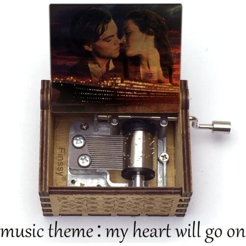 The Titanic Movie Theme Music Box My Heart Will Go On creative print Hand Wooden Musical Box Toy wife girlfriend gift