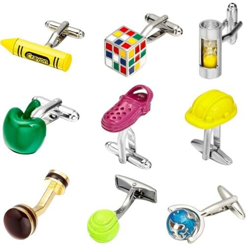 MeMolissa New Trendy 18 Designs Crayon/Animal/Airplane/Earth/Cube Design Multicolor Pop Cufflinks High Quality Cuff Links Gifts