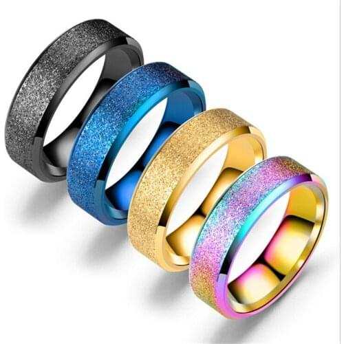 New simple black colorful women & men 6mm titanium stainless steel frosted rings boy girl friend gifts fashion jewelry