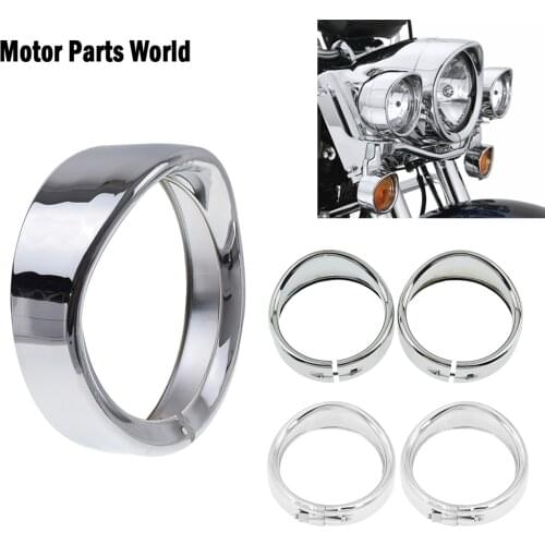 Motorcycle 7" Headlight Trim Ring +4.5 '' Fog Light Trim Ring +Visor Style Turn Signal Trim Ring Set For Harley Touring Softail