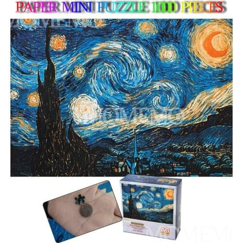 The Starry Night Jigsaw Puzzle Mini 1000 Pieces Adult Paper Puzzle World Famous Painting Old Master Puzzle Toys for Teens Kids