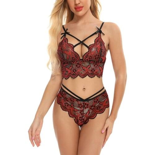 Sexy Lingerie Lace Bow Bra Set See-through Hot Erotic Apparel Bikini Set Porno Temptation Flirting Clothes Sex Outfits for Women