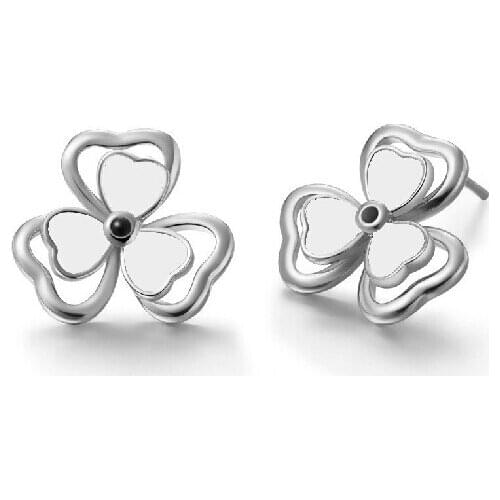 JS E056 Trefoil Earrings Gold And Silver Color 2014 Genuine Austria Crystal Accessories Nickel Free Elegant Women Jewelry