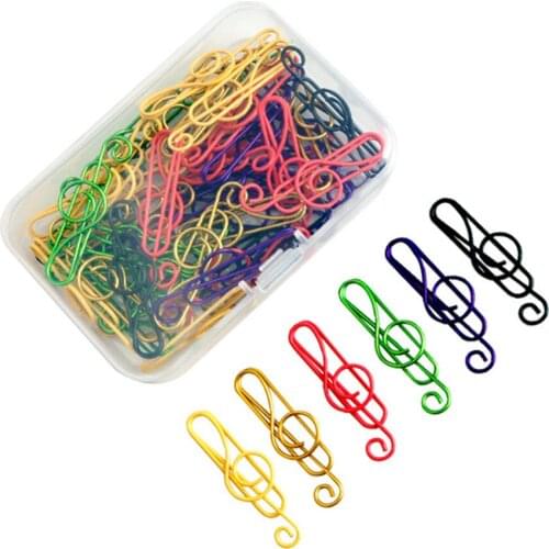 50pcs Binder Clips Colorful Paper Clips, Musical Notation Shaped, Clef Shape Paperclips Bookmarks For School Office Supplies