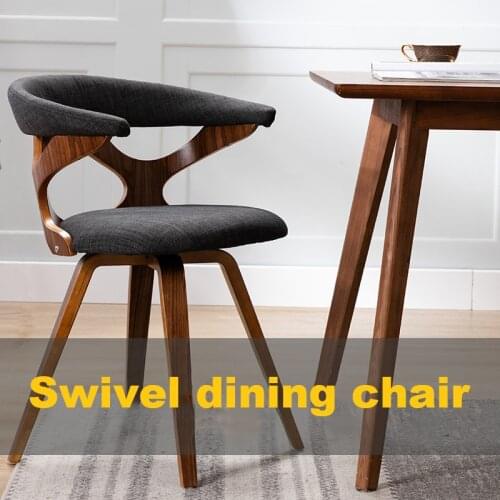 360 Degree Rotation Chair Kitchen Dining Chairs Living Room Bedroom Nordic Modern Solid Wood Chair with Fabric Cushion Seat