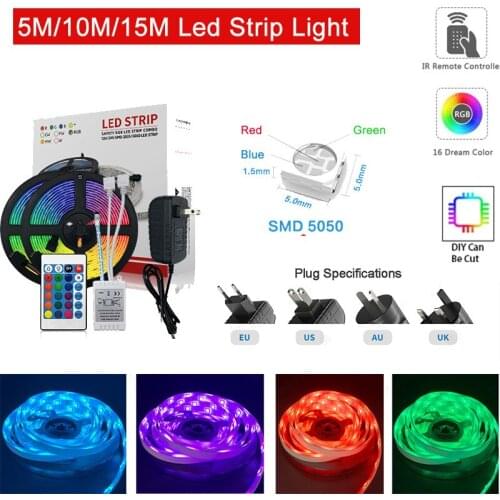 LED Light Strips RGB 5050 WIFI Controller Decoration Flexible Tape Led Ribbon 5M 10M 15M Night light Luminous String