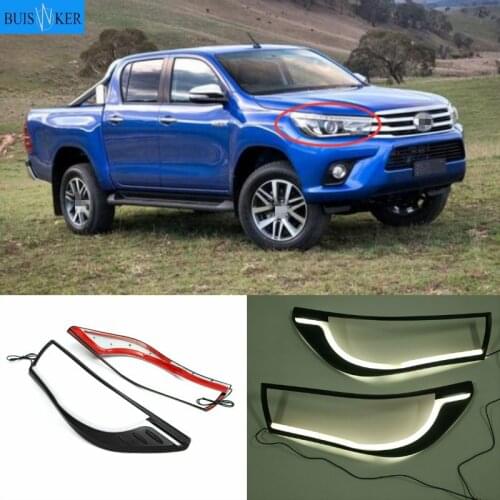 LED DRL Daytime Running Light Headlight Lamp Trim Cover Fit For Toyota Hilux Revo 2015 2016 2017 2018