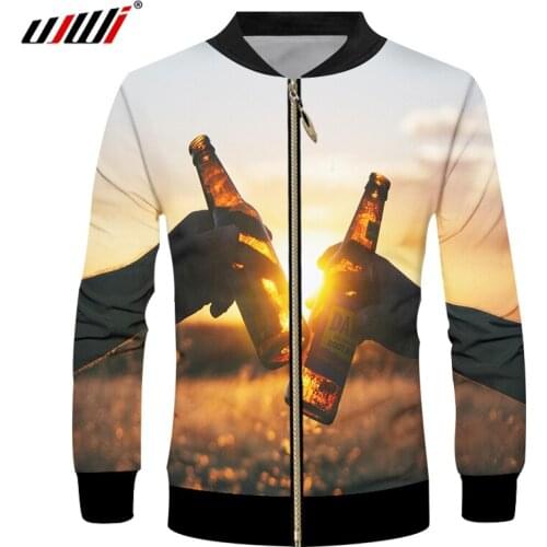 UJWI Men Casual Jackets Jacket Coats Outwear Cardigan Print with Zipper New Hiphop High Street Fresh Beer 3d Man 6XL Regular