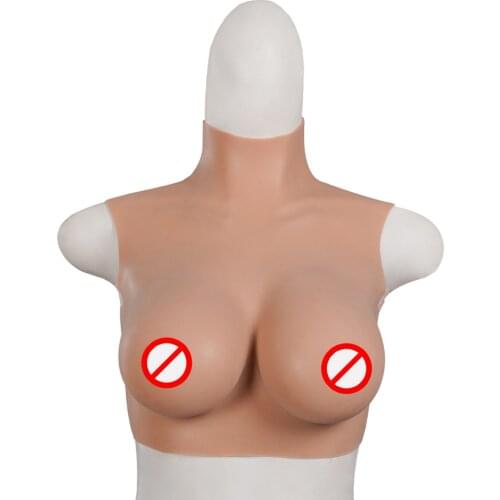 Upgrade B/C/D Cup High Collar Neck Fake Artificial Realistic Silicone Breast Form Crossdresser Transgender Drag Queen Mastectomy