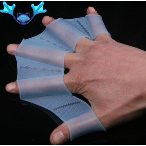 High quality Silicone Hand Swimming Fins Flippers Swim Palm Finger Webbed Gloves Paddle S M L
