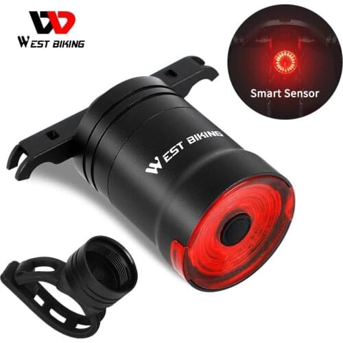 WEST BIKING Smart Bike Rear Light USB Rechargeable Bicycle Tail Light Auto Start/Stop Bicycle Back Lights Brake Sensing Warning