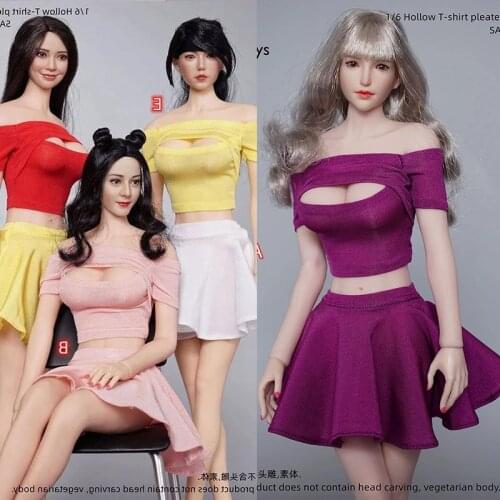 1:6 Female Hollow T-shirt Skirt Women Clothes Fit 12'' Female TBL PF Figure Body