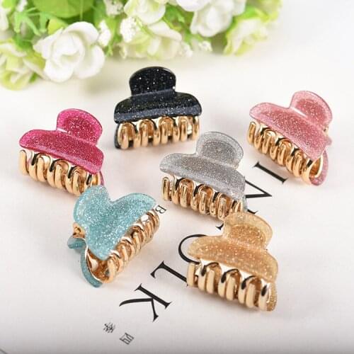 2PC Elegant Gradient Color Womens Small Hair Claws lovely Girls Horsetail Hair Grips Hair Accessories HeadWear