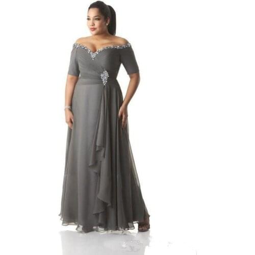 Plus Size Mother Of The Bride Dress gray Elegant A-line Lace Appliques Long Party Gowns 2021 Vestido De Madrinha custom made